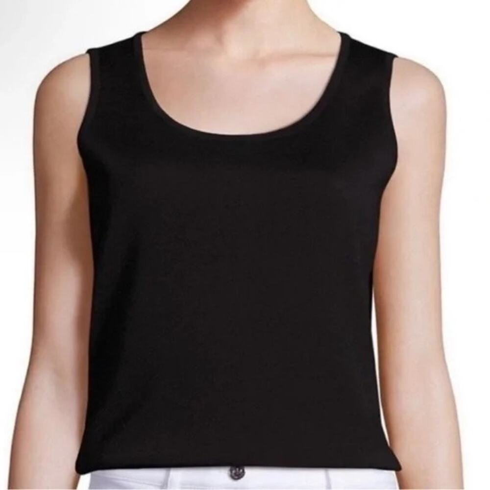 St. John Santana Knit Tank Top Shell Sleeveless | Black‎ | SZ 0-2P